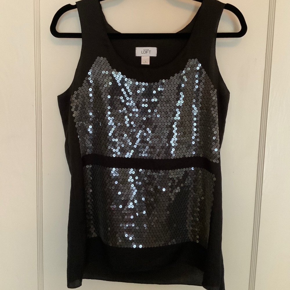 ANN TAYLOR LOFT Dressy Sequin Sleeveless Top, sz S